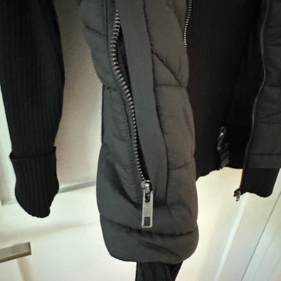 New Liverpool of Los Angeles Black Quilted/Sweater Zip Jacket, Small - Picture 4 of 8